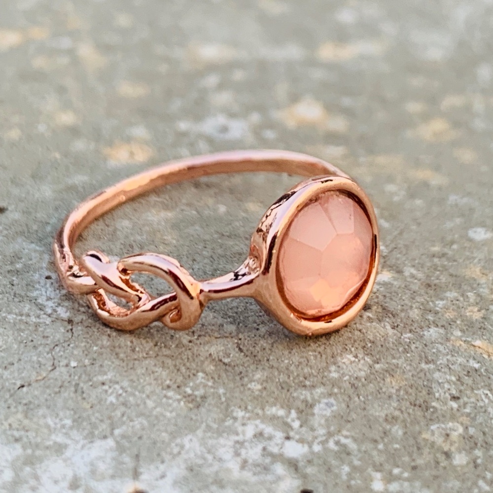 SALE Rose Gold Rose Opal Crystal Wire Knot Ring